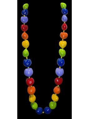 Rainbow Kukui Nut Necklace Pride Jewelry | Colorful Festival Statement Accessory